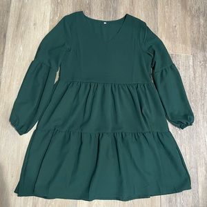 Amazon green tiered long sleeve dress